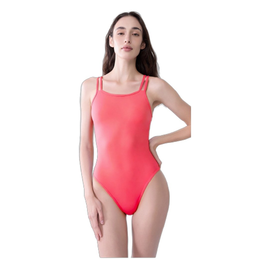 Double-Strap One-Piece Swimsuit - Coral